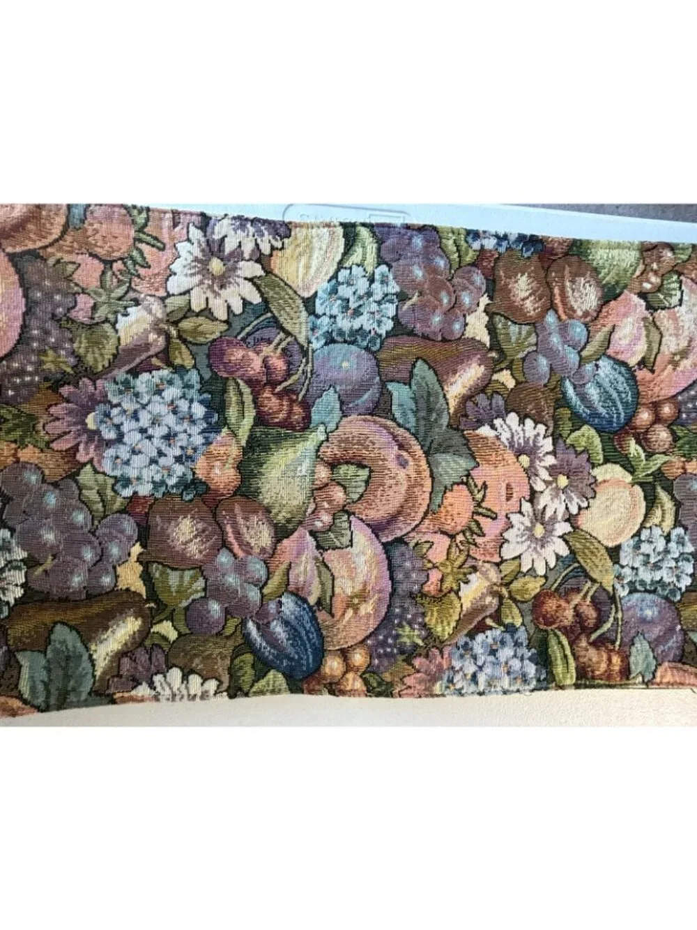 Woven Tapestry Table Runner Vintage Floral & Fruit 12